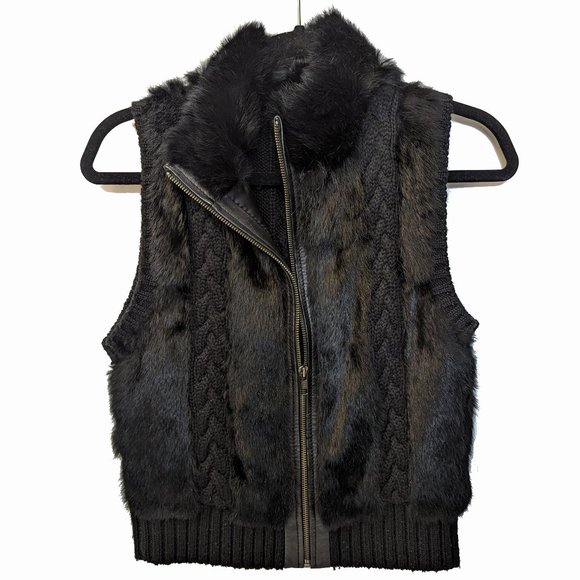 BCBG MaxAzria Wool & Fur Vest - Picture 1 of 3